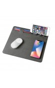 Siyah PU deri wireless şarjlı kalemlikli telefon standlı promosyon mouse pad